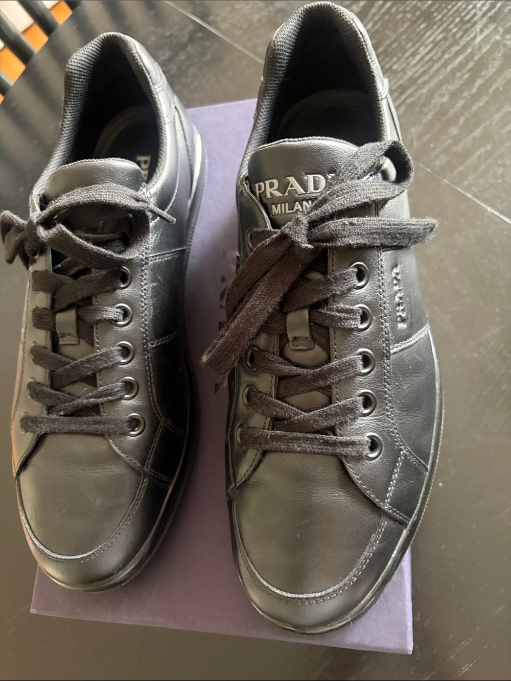 Men’s PRADA black trainers Calzature Uomo Vitello soft Size 10.5 - Picture 13 of 13
